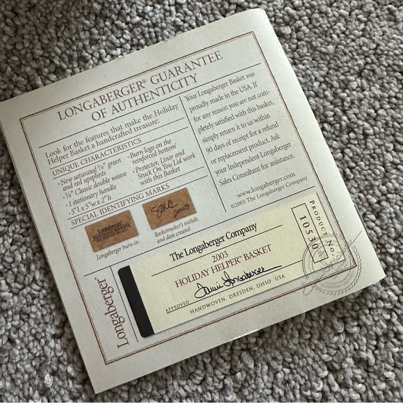 Longaberger 2003 Holiday Helper Basket - Picture 14 of 14